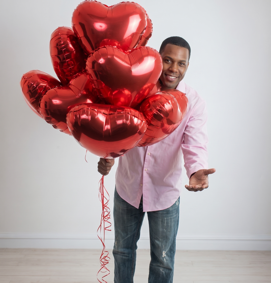 Red Heart Balloons Bouquet